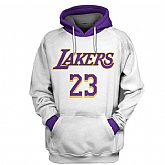 Lakers 23 Lebron James White All Stitched Hooded Sweatshirt,baseball caps,new era cap wholesale,wholesale hats